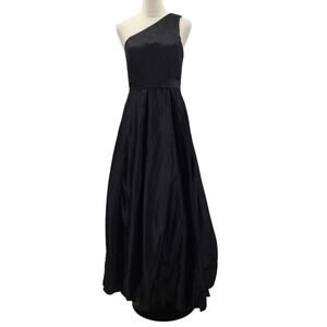 FOMAL PARTY SZ 8 M black one shoulder lace up corset maxi dress gown NEW  B91